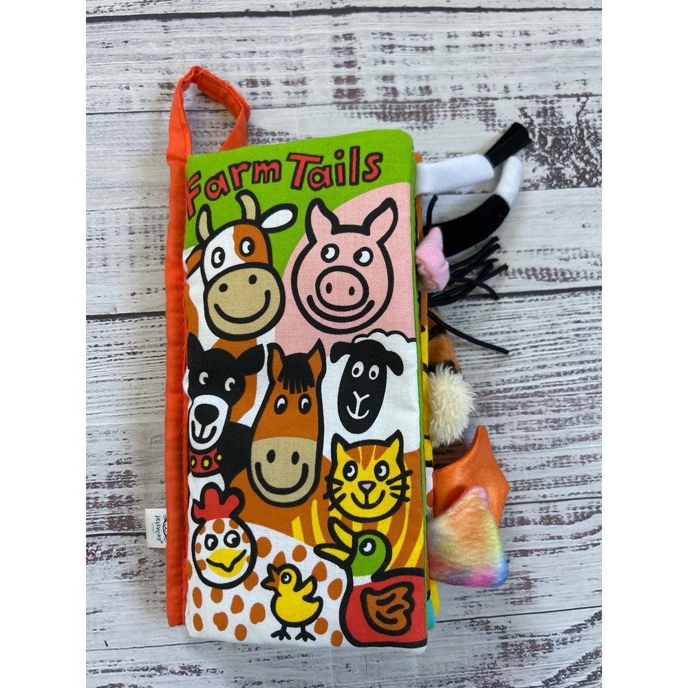 Jellycat Farm Tails Soft Sensory Infant Crinkly Interactive Baby Book